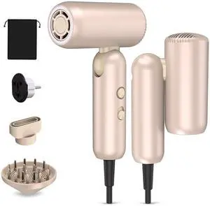 Mythsight Dual Voltage Travel Hair Dryer, Compact Foldable High-Speed Blow Dryer with Diffuser and Nozzle, 100-240V, 500 Million Negative Ions, Lightweight for Fast Drying and Frizz Control Mythsight Dual Voltage Travel Hair Dryer, Compact Foldable High-Speed Blow Dryer with Diffuser and Nozzle, 100-240V, 500 Million Negative Ions, Lightweight for Fast Drying and Frizz Control