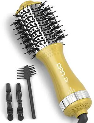 2-in-1 Dual Voltage Hot Air Brush, Less Frizz & More Shine with Reduced Heat Damage, 2 Inch Oval Travel Blow Dryer Brush for Root Lift & Smooth Blowout 2-in-1 Dual Voltage Hot Air Brush, Less Frizz & More Shine with Reduced Heat Damage, 2 Inch Oval Travel Blow Dryer Brush for Root Lift & Smooth Blowout