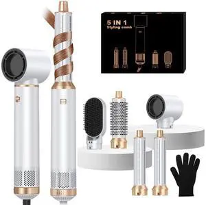 Hair Dryer Brush 5 in 1, Blow Dryer Brush Set with Air Curler Wrap Hair Styler, Negative Ionic Blow Dry Brush, Detachable Hair Tool for Curling, Volumizer,Straightener,Drying Hair Dryer Brush 5 in 1, Blow Dryer Brush Set with Air Curler Wrap Hair Styler, Negative Ionic Blow Dry Brush, Detachable Hair Tool for Curling, Volumizer,Straightener,Drying