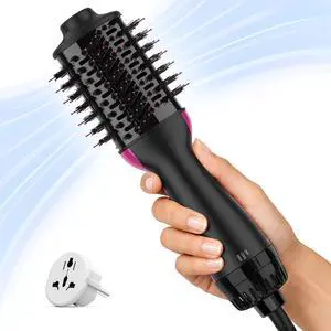 Dual Voltage Mini Hair Dryer Brush Blow Dryer Brush in One, 110-240V 900W Travel Hot Air Brush Volumizer, 4-in-1 Styling Brush with Ceramic Titanium Barrel, Ionic Care, Cool & High Settings Dual Voltage Mini Hair Dryer Brush Blow Dryer Brush in One, 110-240V 900W Travel Hot Air Brush Volumizer, 4-in-1 Styling Brush with Ceramic Titanium Barrel, Ionic Care, Cool & High Settings