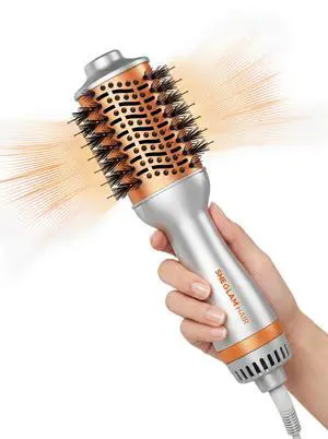 Hair Mini Blow Dryer Brush, Travel Dual Voltage 120V-240V Hot Air Brush Styler, 35000 RPM Hair Dryer Brush with 2 Heat Settings for Smooth Anti-Frizz Blowouts, Adds Shine, Volume & Fullness Hair Mini Blow Dryer Brush, Travel Dual Voltage 120V-240V Hot Air Brush Styler, 35000 RPM Hair Dryer Brush with 2 Heat Settings for Smooth Anti-Frizz Blowouts, Adds Shine, Volume & Fullness