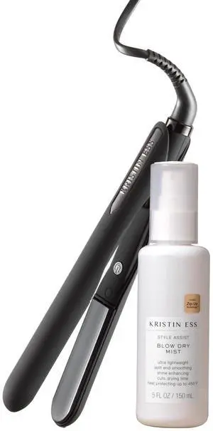 Flat Iron Straightener + Style Assist Heat Protectant Spray Set - 3/4 Inch Ceramic Mini Straightener for Short Hair - Travel Case - Auto Shut Off Flat Iron Straightener + Style Assist Heat Protectant Spray Set - 3/4 Inch Ceramic Mini Straightener for Short Hair - Travel Case - Auto Shut Off
