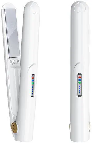 Cordless Hair Straightener and Curler 2 in 1 Ceramic Flat Iron Mini Cordless Portable Travel Hot Tools Straight Curl for Women Men USB Rechargeable with Pouch (White) Cordless Hair Straightener and Curler 2 in 1 Ceramic Flat Iron Mini Cordless Portable Travel Hot Tools Straight Curl for Women Men USB Rechargeable with Pouch (White)