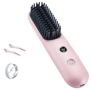 LCD Screen Cordless Hair Straightener & Curler 2 in 1, Pink LCD Screen Cordless Hair Straightener & Curler 2 in 1, Pink