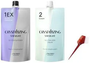 Japanese Hair Rebonding and Straightening Treatment - Permanent Crystallizing Straightener (1EX) with Neutralizing Cream (2) for Very Resistant Hair, Includes Hair Brush Japanese Hair Rebonding and Straightening Treatment - Permanent Crystallizing Straightener (1EX) with Neutralizing Cream (2) for Very Resistant Hair, Includes Hair Brush
