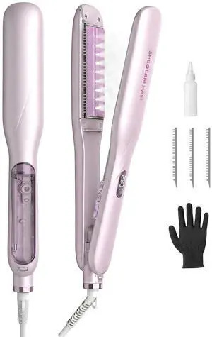 Steam Flat Iron Hair Straightener 1.5" Ceramic Flat Iron with Combs Steam Flat Iron Hair Straightener 1.5" Ceramic Flat Iron with Combs