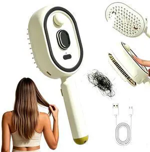 Electric Spray Air Cushion Massage Comb, Self-Cleaning Anti-Tangle Hair Brush, Anti-Static Volumizing Comb for Frizz Control, Smooth Shine & Daily Hair Care for Women(Beige) Electric Spray Air Cushion Massage Comb, Self-Cleaning Anti-Tangle Hair Brush, Anti-Static Volumizing Comb for Frizz Control, Smooth Shine & Daily Hair Care for Women(Beige)