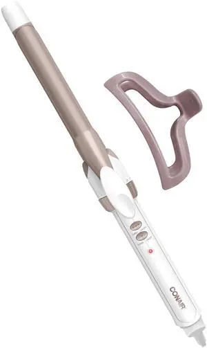 Double Ceramic ¾-Inch Curling Iron with Claw Clip, ¾-Inch Barrel Creates Tight Curls, Hair Curler for Use on Short, Medium, & Long Hair, White/Rose Gold Double Ceramic ¾-Inch Curling Iron with Claw Clip, ¾-Inch Barrel Creates Tight Curls, Hair Curler for Use on Short, Medium, & Long Hair, White/Rose Gold