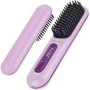 Go Brush Pro Portable Cordless Hair Straightener Brush, Rechargeable MCH Fast Heating for Women Travel (Purple) Go Brush Pro Portable Cordless Hair Straightener Brush, Rechargeable MCH Fast Heating for Women Travel (Purple)