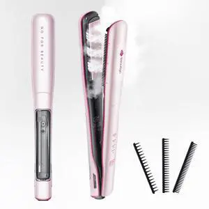 Steam Hair Straightener with 25ml Tank & Argan Oil Ceramic Plates Steam Hair Straightener with 25ml Tank & Argan Oil Ceramic Plates