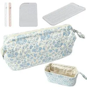 Hair Tool Travel Bag Set, with Silicone Heat Resistant Mat, Heat Resistant Pouch, Large Capacity Portable Travel Organizer Case, for Curling Iron, Hair Straightener (Large) Hair Tool Travel Bag Set, with Silicone Heat Resistant Mat, Heat Resistant Pouch, Large Capacity Portable Travel Organizer Case, for Curling Iron, Hair Straightener (Large)