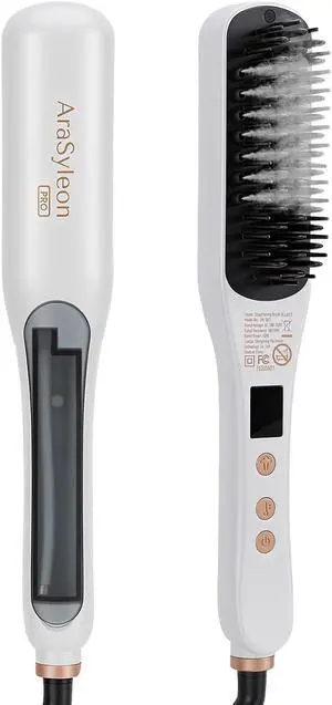 Pro Steam Hair Straightener Brush for Coarse Hair, White Pro Steam Hair Straightener Brush for Coarse Hair, White