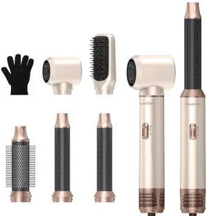 5-in-1 Hair Dryer Brush Set, Detachable Hot Air Brush with Auto Wrap Curlers, Ionic Blow Dryer Brush for Fast Drying, Volumizing, Straightening & Salon Styling for All Hair Types(Beige) 5-in-1 Hair Dryer Brush Set, Detachable Hot Air Brush with Auto Wrap Curlers, Ionic Blow Dryer Brush for Fast Drying, Volumizing, Straightening & Salon Styling for All Hair Types(Beige)