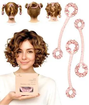 3 Pack Small Satin Heatless Hair Curler for Short Hair, Heatless Curls Overnight, Hair Curlers to Sleep In, Damage-Free Small Curls with Built-in Scrunchie, Cream Pink 3 Pack Small Satin Heatless Hair Curler for Short Hair, Heatless Curls Overnight, Hair Curlers to Sleep In, Damage-Free Small Curls with Built-in Scrunchie, Cream Pink