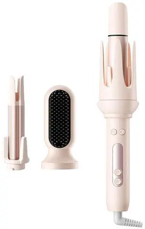 3 in 1 Automatic Hair Curler Set, 1"&1.25" Barrels with Straightening Brush, 3 Temp, Negative Ion Hair Styler for Beach Waves, Loose Curls & Straight Hair, Travel Light 3 in 1 Automatic Hair Curler Set, 1"&1.25" Barrels with Straightening Brush, 3 Temp, Negative Ion Hair Styler for Beach Waves, Loose Curls & Straight Hair, Travel Light