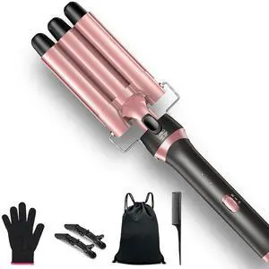 3 Barrel Curling Iron, 1 Inch Ceramic Tourmaline Hair Waver Wand with Adjustable Temperature & Heat Resistant Glove Fast Heating Three Barrels Hair Waver for Tight Curls,Spiral Waves on Short or Long 3 Barrel Curling Iron, 1 Inch Ceramic Tourmaline Hair Waver Wand with Adjustable Temperature & Heat Resistant Glove Fast Heating Three Barrels Hair Waver for Tight Curls,Spiral Waves on Short or Long