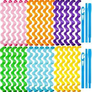 30 Pieces Heatless Waves Curlers Spiral Curls Styling Kit No Heat Hair Waver Spiral Curlers Rollers with 2 Pieces Styling Hooks for Most Hairstyles (45 cm, Mixed Color) 30 Pieces Heatless Waves Curlers Spiral Curls Styling Kit No Heat Hair Waver Spiral Curlers Rollers with 2 Pieces Styling Hooks for Most Hairstyles (45 cm, Mixed Color)