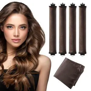 Heatless Curls Overnight with Satin Head Scarf, Velvet Hair Rollers for Blowout Look, No Heat Curling Rod for Long Thick Hair, Soft Sleep In Flexi Rods Heatless Curls Overnight with Satin Head Scarf, Velvet Hair Rollers for Blowout Look, No Heat Curling Rod for Long Thick Hair, Soft Sleep In Flexi Rods
