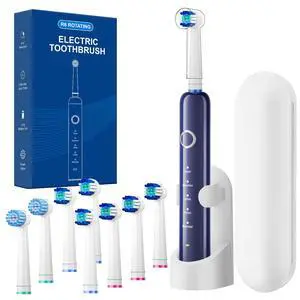 Rotating Electric Toothbrush for Adults with 8 Brush Heads (2 Types), 5 Modes Rechargeable Power Toothbrush with Travel Case and 2 Minute Smrte Timer Rotating Electric Toothbrush for Adults with 8 Brush Heads (2 Types), 5 Modes Rechargeable Power Toothbrush with Travel Case and 2 Minute Smrte Timer