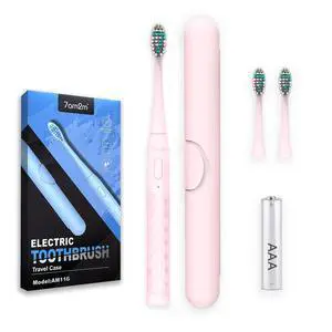 Sonic Travel Electric Toothbrush for Adults & Kids, Travel Case&2 Brush Heads, Battery Powered Sonic Toothbrush, Compact Design for Daily/Travel Use-Pink Sonic Travel Electric Toothbrush for Adults & Kids, Travel Case&2 Brush Heads, Battery Powered Sonic Toothbrush, Compact Design for Daily/Travel Use-Pink