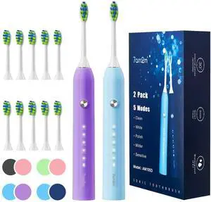 Sonic Electric Toothbrush with 12 Brush Heads for Adults&Kids, 2 Pack Sonic Electric Toothbrush with 12 Brush Heads for Adults&Kids, 2 Pack
