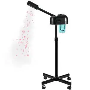 LCD Facial Steamer Professional for Clean Skin, Skin Care Use at Home, Beauty Salon, Spa with Hot Mist, Timer Function, Adjustable Height, Rolling Wheels - Black LCD Facial Steamer Professional for Clean Skin, Skin Care Use at Home, Beauty Salon, Spa with Hot Mist, Timer Function, Adjustable Height, Rolling Wheels - Black