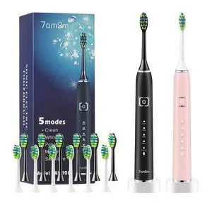 Electric Toothbrush 2 Pack Set for Kids and Adults, 12 Brush Heads,5 Adjustable Modes, Built-in 2-Minute Smart Timer,Wireless Fast Charge for 60 Days,IPX7 Waterproof SonicToothbrush(Black+Pink) Electric Toothbrush 2 Pack Set for Kids and Adults, 12 Brush Heads,5 Adjustable Modes, Built-in 2-Minute Smart Timer,Wireless Fast Charge for 60 Days,IPX7 Waterproof SonicToothbrush(Black+Pink)