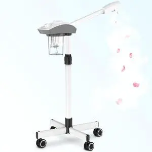 Professional Facial Steamer Machine on Wheels, Standing Esthetician Steamer with Hot Ozone Mist, Facial Be for Skin Rejuvenation, Steamer for Facial for Spa or Personal Care, White Professional Facial Steamer Machine on Wheels, Standing Esthetician Steamer with Hot Ozone Mist, Facial Be for Skin Rejuvenation, Steamer for Facial for Spa or Personal Care, White