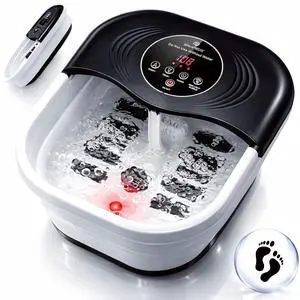 Collapsible Heated Foot Spa Bath with Bubble, Foot Soaking Tub Featuring 8 Shiatsu Rollers, Pumice Stone and Built-in Timer for Mom, Dad and Foot Relaxation (Black) Collapsible Heated Foot Spa Bath with Bubble, Foot Soaking Tub Featuring 8 Shiatsu Rollers, Pumice Stone and Built-in Timer for Mom, Dad and Foot Relaxation (Black)