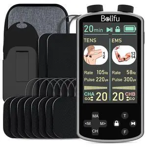 TENS EMS Unit Muscle Stimulator for Pain Relief Therapy - 4 in 1 TENS EMS Relax Custom Frequency+Pulse - Muscle Massager 36 Modes 20 Intensity, Memory & Favorites Function, 3.8" Color Display - Gray TENS EMS Unit Muscle Stimulator for Pain Relief Therapy - 4 in 1 TENS EMS Relax Custom Frequency+Pulse - Muscle Massager 36 Modes 20 Intensity, Memory & Favorites Function, 3.8" Color Display - Gray
