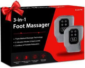 2-Pack 2026 Upgraded Foot Massager for Neuropathy, Ankle Massager for Pain Relief, 5 Heat Levels & 5 Massage Intensities, Wireless Rechargeable Portable Foot Care Device,Grey 2-Pack 2026 Upgraded Foot Massager for Neuropathy, Ankle Massager for Pain Relief, 5 Heat Levels & 5 Massage Intensities, Wireless Rechargeable Portable Foot Care Device,Grey