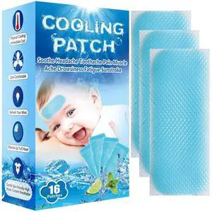 16 Sheets Baby Cool Pads for Kids Fever Discomfort and Pain Relief 16 Sheets Baby Cool Pads for Kids Fever Discomfort and Pain Relief