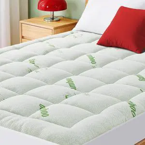 Mattress Pad Queen Size, Cooling Pillow Top Mattress Topper, Ultra Soft Viscose Made from Bamboo, Breathable for Hot Sleepers, Deep Pocket 8"-20", Green Mattress Pad Queen Size, Cooling Pillow Top Mattress Topper, Ultra Soft Viscose Made from Bamboo, Breathable for Hot Sleepers, Deep Pocket 8"-20", Green