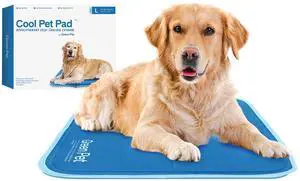 Cool Pet Pad - Large, Blue - Self-Cooling, Pressure Activated Mat for Dogs & Cats from 46-80 lbs - Non-Toxic Gel, No Water Needed Cool Pet Pad - Large, Blue - Self-Cooling, Pressure Activated Mat for Dogs & Cats from 46-80 lbs - Non-Toxic Gel, No Water Needed