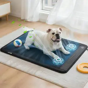 Electric Dog Cooling Mat, 30"x24" Pet Cooling Mat Indoor with Fan for Dogs and Cats, 3 Cooling Levels, Non-Slip Chill Pad for Dogs & Cats from 2255 lbs, No Water or Refrigeration Needed Electric Dog Cooling Mat, 30"x24" Pet Cooling Mat Indoor with Fan for Dogs and Cats, 3 Cooling Levels, Non-Slip Chill Pad for Dogs & Cats from 2255 lbs, No Water or Refrigeration Needed
