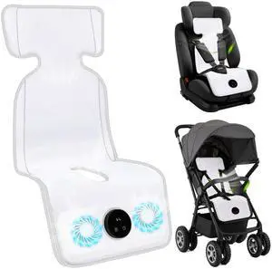 Baby Stroller Cooling Pad with 2 Built-in Fan - 3D Breathable & Washable Carseat Cooling Cushion Liner with Child Lock, 5 Speed Levels, Max 17H Ventilation for Toddler Baby Summer Essentials Baby Stroller Cooling Pad with 2 Built-in Fan - 3D Breathable & Washable Carseat Cooling Cushion Liner with Child Lock, 5 Speed Levels, Max 17H Ventilation for Toddler Baby Summer Essentials