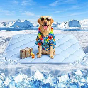 Dog Cooling Mat for Large Dogs, Long-Lasting Cool Pad for Dogs Outdoor & Indoor Use with Ice Silk Fabric & Waterproof Cover, Cooling Pet Bed 36" x 26", Non-Slip Washable Pet Blanket (Cryo Ice Blue) Dog Cooling Mat for Large Dogs, Long-Lasting Cool Pad for Dogs Outdoor & Indoor Use with Ice Silk Fabric & Waterproof Cover, Cooling Pet Bed 36" x 26", Non-Slip Washable Pet Blanket (Cryo Ice Blue)