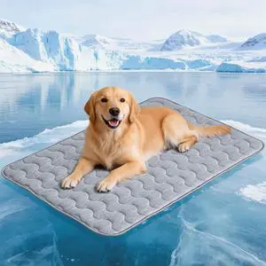 Cooling Mat for Large Dogs, 39"x 28" Thick & Durable Dog Cooling Mat, Q-MAX>0.45, Double-Sided Cooling Pet Pad, Washable Portable Dog Cooling Mat for Couch, Crate & Car - L - Grey Cooling Mat for Large Dogs, 39"x 28" Thick & Durable Dog Cooling Mat, Q-MAX>0.45, Double-Sided Cooling Pet Pad, Washable Portable Dog Cooling Mat for Couch, Crate & Car - L - Grey