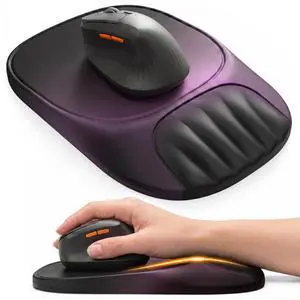 Ergonomic Mouse Pad with Wrist Rest, Sloped Memory Foam Mousepad with Wrist Support, Cooling Channels, Non-Slip Base, Smooth Lycra Surface for Office, Gaming & Home Desk (Galactic Purple) Ergonomic Mouse Pad with Wrist Rest, Sloped Memory Foam Mousepad with Wrist Support, Cooling Channels, Non-Slip Base, Smooth Lycra Surface for Office, Gaming & Home Desk (Galactic Purple)