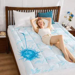 Waterproof Mattress Pad King Size, Cooling Mattress Protector for Hot Sleepers Made with Bamboo Viscose, Cloud-Soft Memory Foam Mattress Topper, Pillow Top Mattress Cover with 8-21" Deep Pocket Waterproof Mattress Pad King Size, Cooling Mattress Protector for Hot Sleepers Made with Bamboo Viscose, Cloud-Soft Memory Foam Mattress Topper, Pillow Top Mattress Cover with 8-21" Deep Pocket