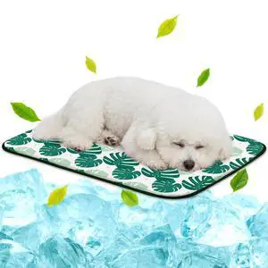 Pet Cooling Mat Q-Max>0.345 Fabric for Dogs & Cats (Green Leaf, Medium) Pet Cooling Mat Q-Max>0.345 Fabric for Dogs & Cats (Green Leaf, Medium)