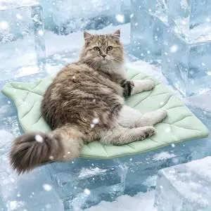 Cat Cooling Mat Cat Leaf Bed Mat Comfortable Soft Fabric Breathable Cozy for All Seasons 26.5"x20.5" Ideal for Cats Small Pets Cat Cooling Mat Cat Leaf Bed Mat Comfortable Soft Fabric Breathable Cozy for All Seasons 26.5"x20.5" Ideal for Cats Small Pets