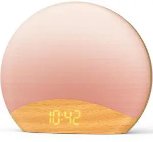 Wood Grain Sunrise Alarm Clock- Natural Wake Up Light, FM Radio, Bluetooth Speaker, Dimmable Nightlight & Display- Soothing Morning Routines Wood Grain Sunrise Alarm Clock- Natural Wake Up Light, FM Radio, Bluetooth Speaker, Dimmable Nightlight & Display- Soothing Morning Routines