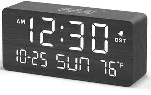 Wooden Digital Alarm Clocks for Bedrooms with Date & Day of Week Wooden Digital Alarm Clocks for Bedrooms with Date & Day of Week