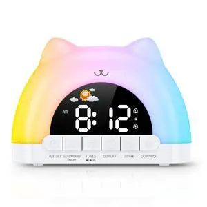 Kids Alarm Clock, Wake Up Clock with 11 Colors Night Light, Toddlers Sleep Training Clocks with 10 Ringtones, Brightness Adjustment, Dual Alarms Plug in OK to Wake Clocks for Girls Boys Kids Alarm Clock, Wake Up Clock with 11 Colors Night Light, Toddlers Sleep Training Clocks with 10 Ringtones, Brightness Adjustment, Dual Alarms Plug in OK to Wake Clocks for Girls Boys