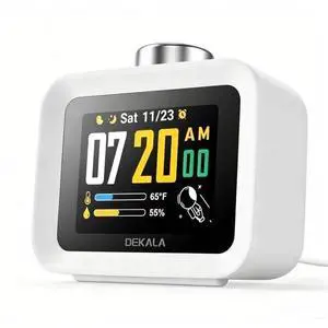 Alarm Clock for Bedrooms, 4 Alarms, 7-Day Programmable Loud Digital Clock for Heavy Sleepers with White Noise, Temperature & Humidity Display, IPS Animated Screen, Hourly Chime, White Alarm Clock for Bedrooms, 4 Alarms, 7-Day Programmable Loud Digital Clock for Heavy Sleepers with White Noise, Temperature & Humidity Display, IPS Animated Screen, Hourly Chime, White