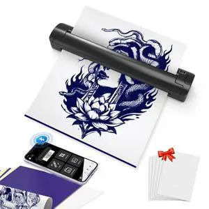 Tattoo Stencil Printer Machine,2026 Newly Upgraded Thermal Portable Wireless Bluetooth Printer,for Tattoo Artists&Beginners,with Transfer Paper and Thermal Paper,Compatible with Phone&PC Tattoo Stencil Printer Machine,2026 Newly Upgraded Thermal Portable Wireless Bluetooth Printer,for Tattoo Artists&Beginners,with Transfer Paper and Thermal Paper,Compatible with Phone&PC