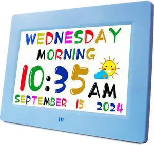 Digital Teaching Clock Talking Time, 24 Alarms Custom Reminders, Checklist to-Do List, Auto DST & Calendar Display, Sleep Trainer, Easy to Use for Kids Birthday Gift- Blue with Remote Digital Teaching Clock Talking Time, 24 Alarms Custom Reminders, Checklist to-Do List, Auto DST & Calendar Display, Sleep Trainer, Easy to Use for Kids Birthday Gift- Blue with Remote