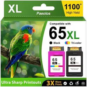 65XL Ink Cartridges Black and Color Replacement for HP Ink 65 2Pack 65XL Ink Cartridges Black and Color Replacement for HP Ink 65 2Pack
