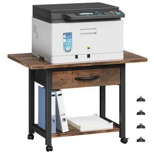 22"x15" Large Printer Stand with Drawer, 2-Tier Rolling Table Cart 22"x15" Large Printer Stand with Drawer, 2-Tier Rolling Table Cart